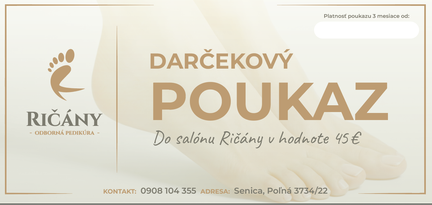 Darčeková poukážka Ričány pedikúra